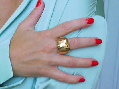 Wide Gold Dome Ring: Chunky Statement Band