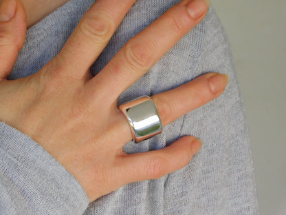 Chunky Silver Wedding Band - Heavy 17MM Wide Ring, Statement Jewelry