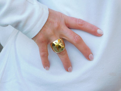 Wide Gold Plated Dome Ring: Chunky Minimalist Band
