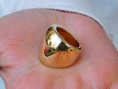 Wide Gold Plated Dome Ring: Chunky Minimalist Band