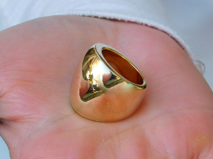 Wide Gold Plated Dome Ring: Chunky Minimalist Band