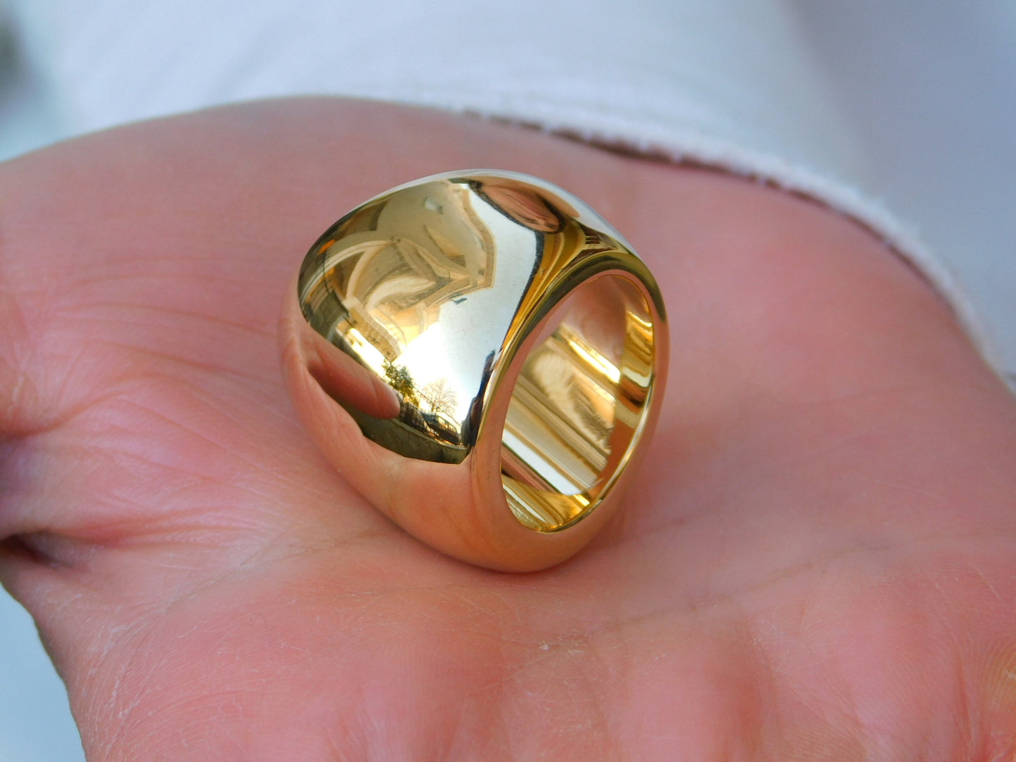 Wide Gold Plated Dome Ring: Chunky Minimalist Band