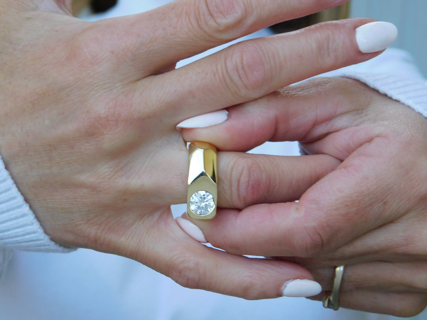 Statement Ring For Women: Silver Square Band, Contemporary Design