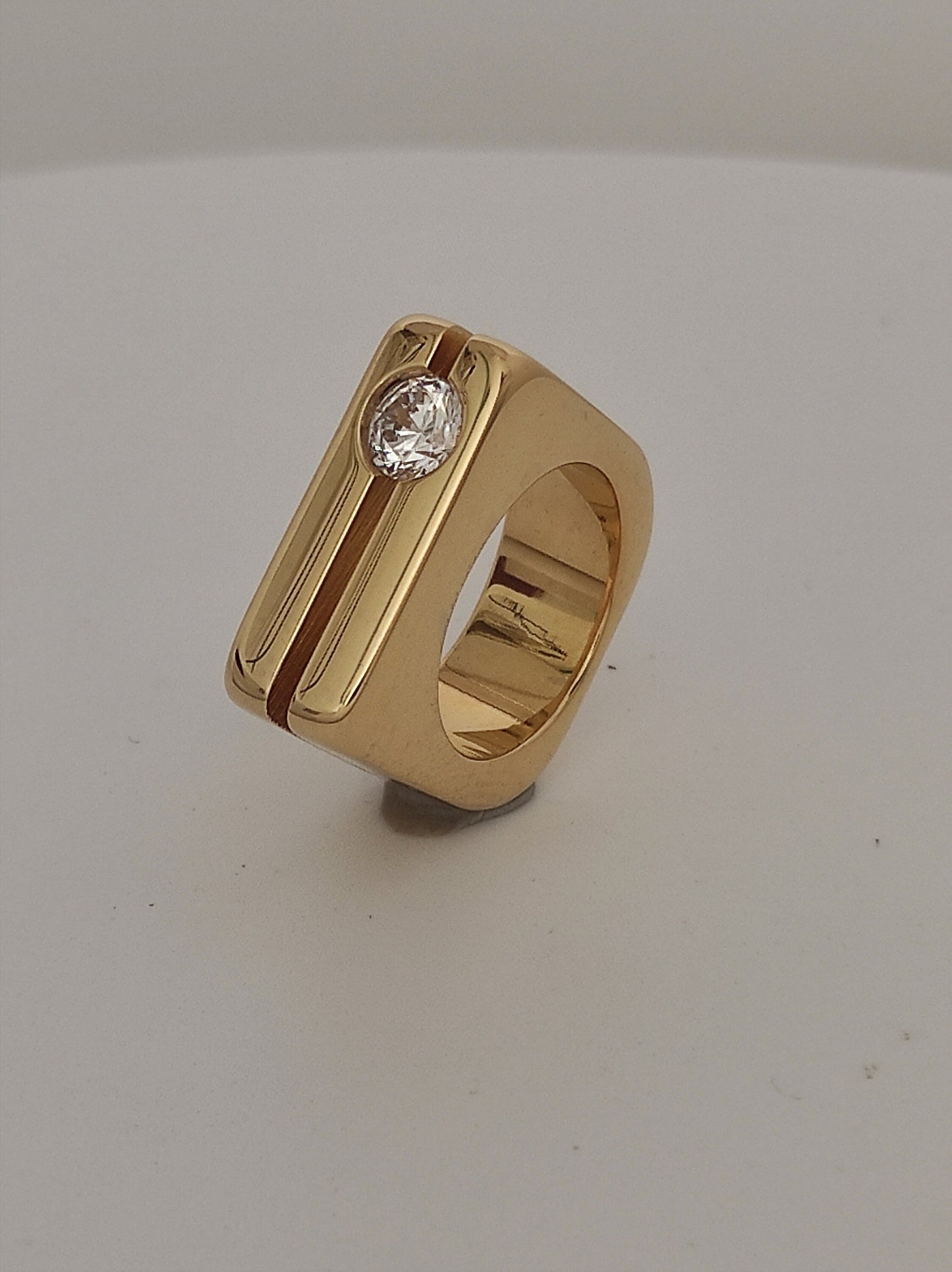 Moissanite Gold Engagement Ring: Double Band Statement Jewelry