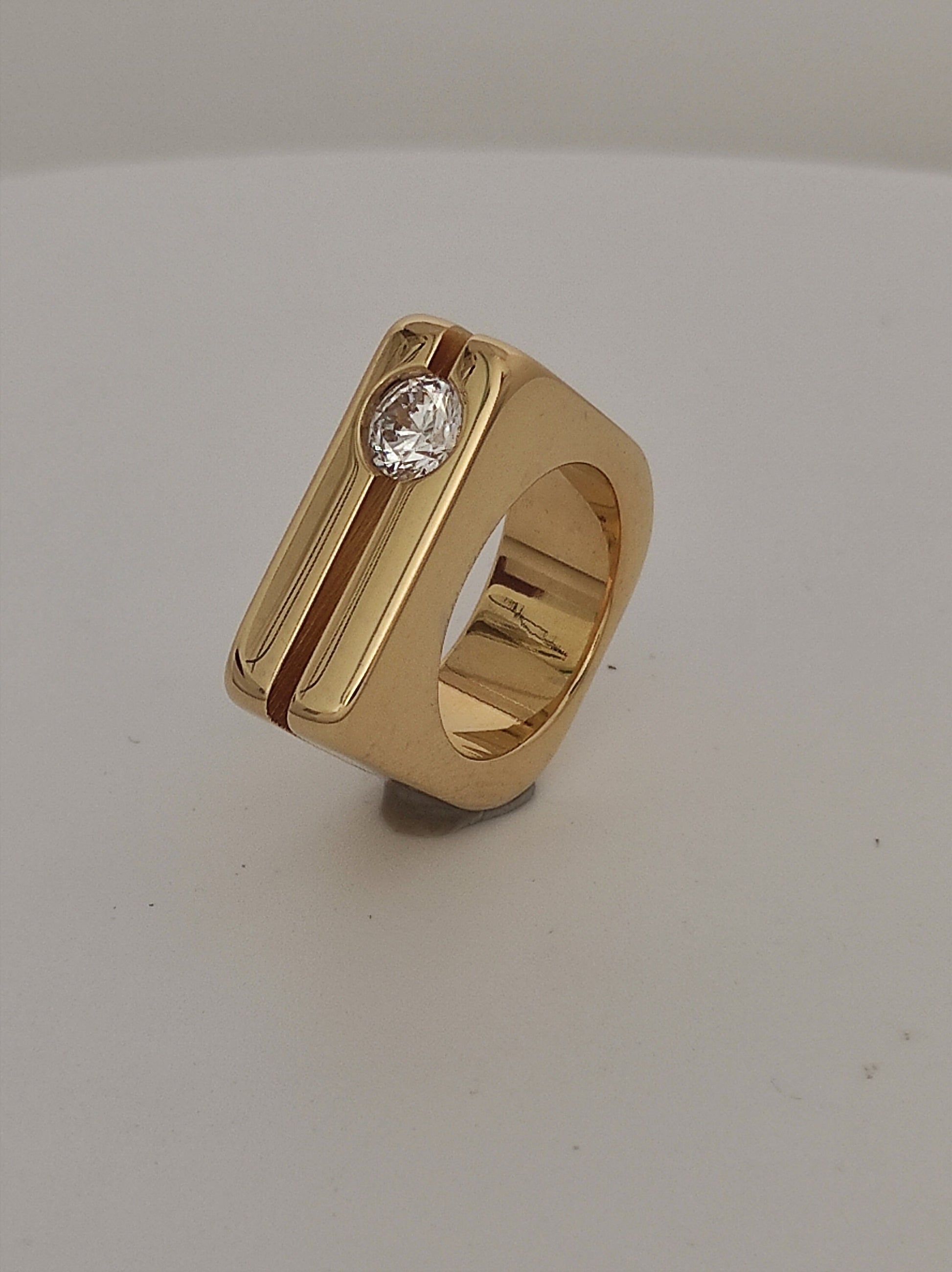 Moissanite Gold Engagement Ring: Double Band Statement Jewelry
