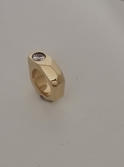 Statement Ring: Origami Design, Gold Square Band, Elisa Kuno Jewelry