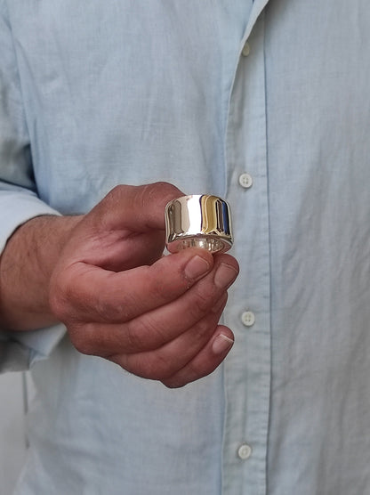Very Heavy Band Ring: Chunky Biker Style, 80 Grams Solid Silver, Stainless Steel available