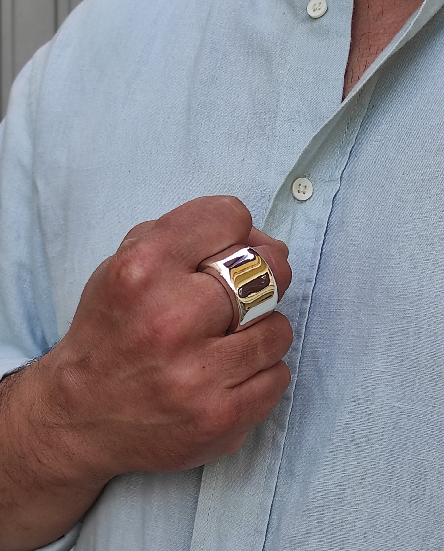 Very Heavy Band Ring: Chunky Biker Style, 80 Grams Solid Silver, Stainless Steel available