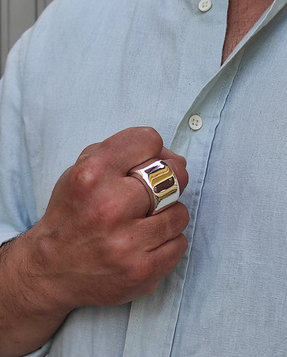 Very Heavy Band Ring: Chunky Biker Style, 80 Grams Solid Silver, Stainless Steel available