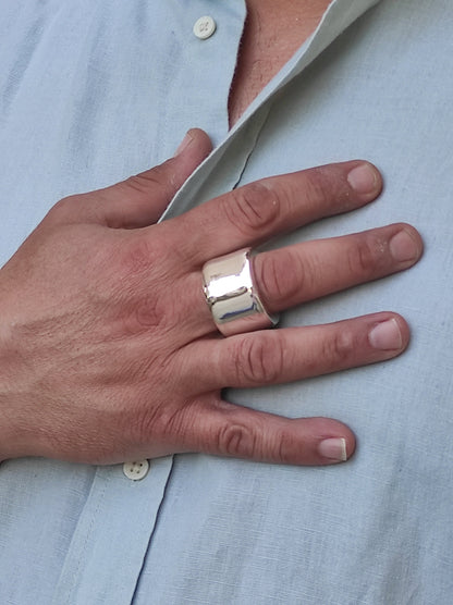 Very Heavy Band Ring: Chunky Biker Style, 80 Grams Solid Silver, Stainless Steel available