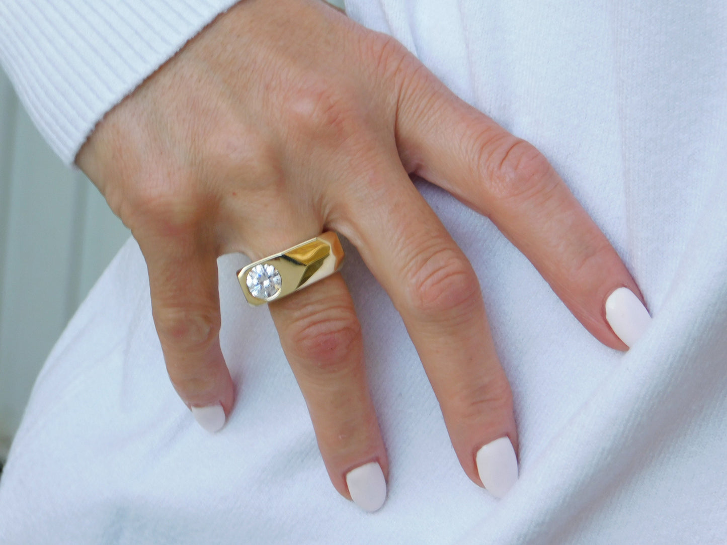 Statement Ring For Women: Silver Square Band, Contemporary Design