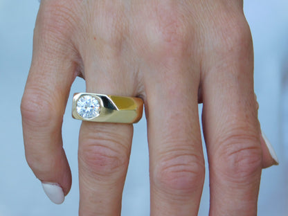 Statement Ring: Origami Design, Gold Square Band, Elisa Kuno Jewelry
