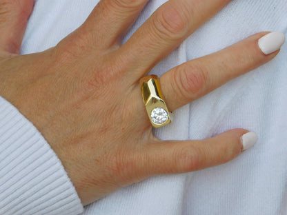 Statement Ring: Origami Design, Gold Square Band, Elisa Kuno Jewelry
