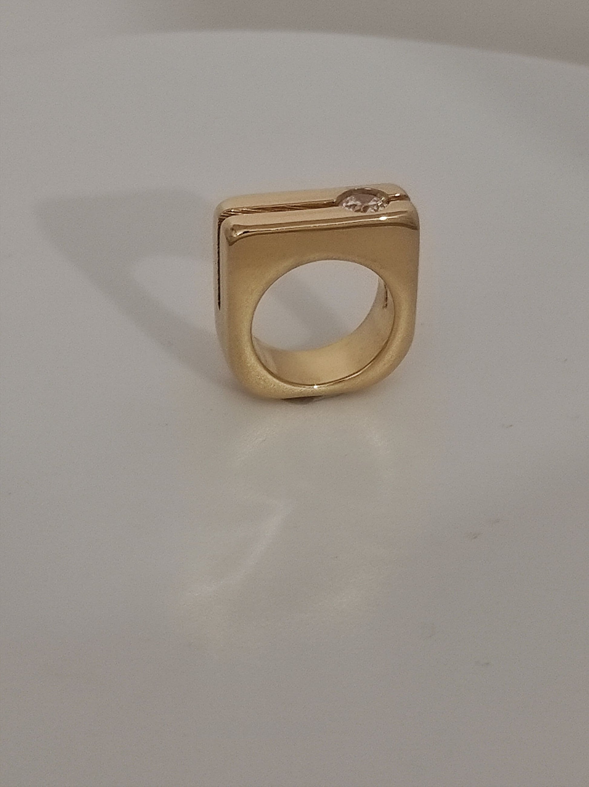 Moissanite Gold Engagement Ring: Double Band Statement Jewelry
