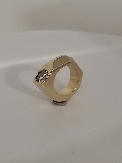 Statement Ring: Origami Design, Gold Square Band, Elisa Kuno Jewelry