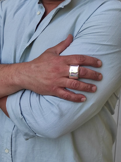 Very Heavy Band Ring: Chunky Biker Style, 80 Grams Solid Silver, Stainless Steel available