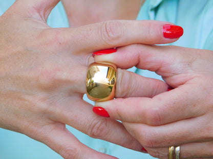 Wide Gold Dome Ring: Chunky Statement Band