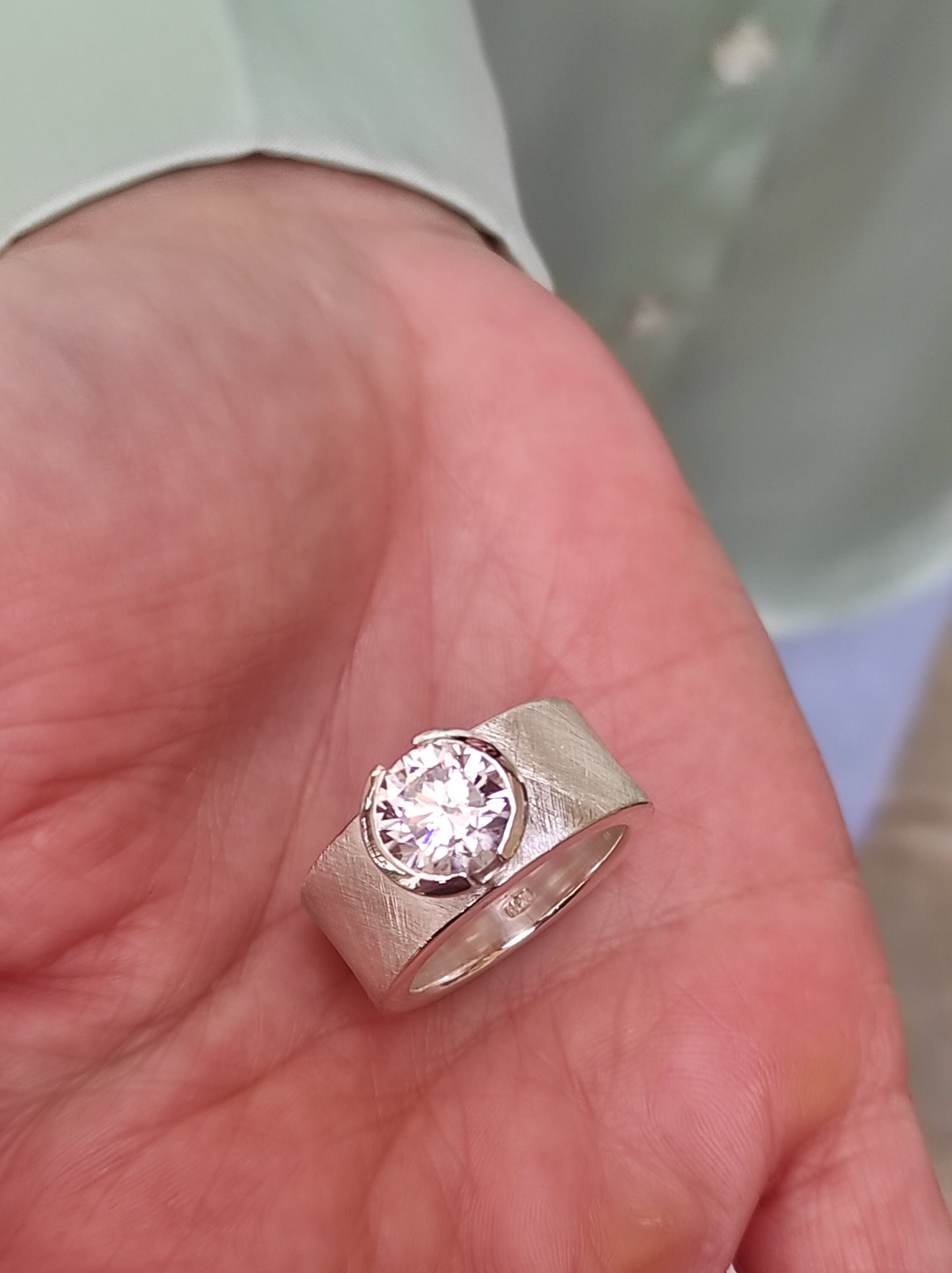 Promise Ring For Women: Solitaire Ring With Moissanite, 3 CT Gemstone, Brushed Finish