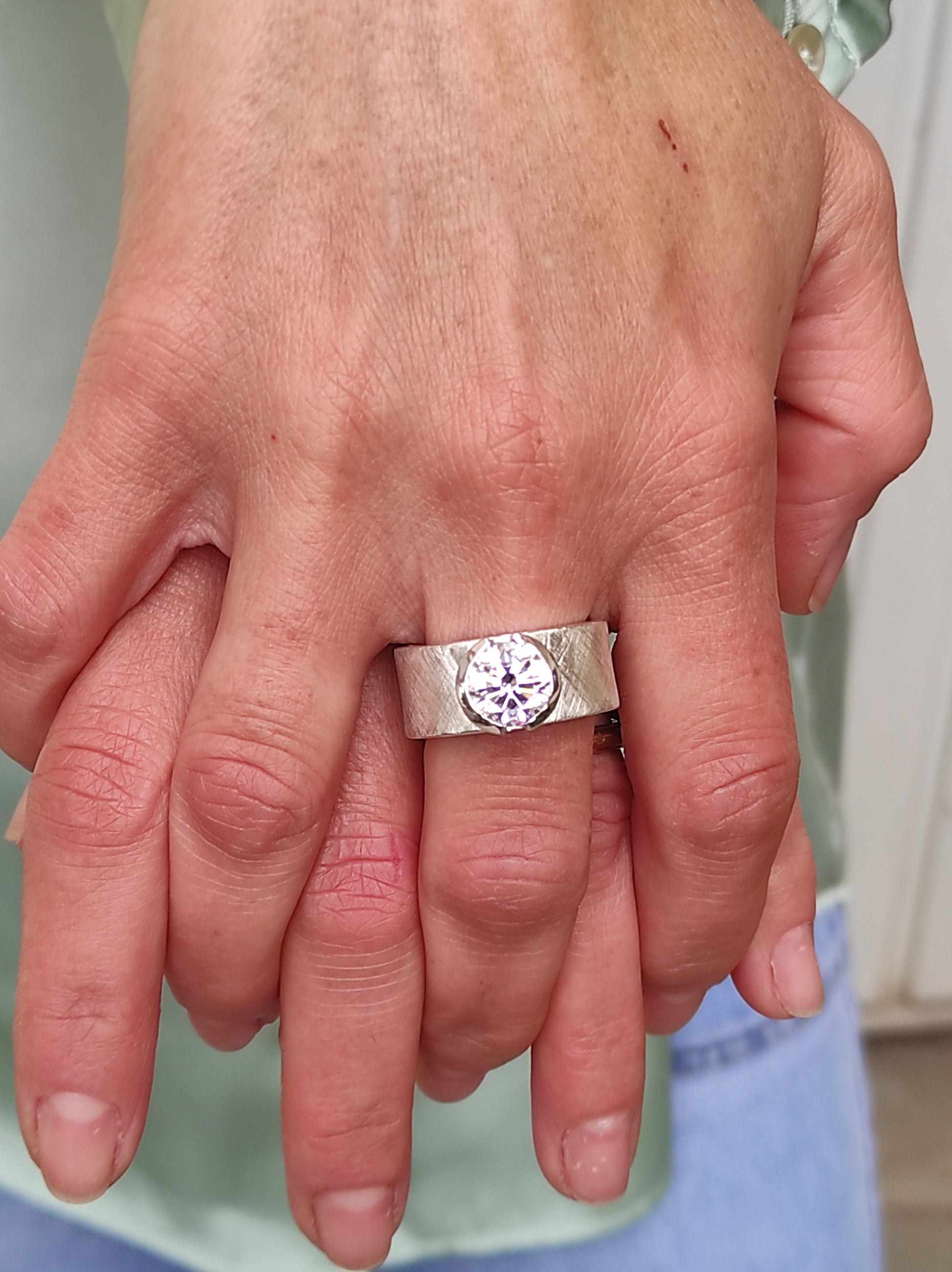Promise Ring For Women: Solitaire Ring With Moissanite, 3 CT Gemstone, Brushed Finish