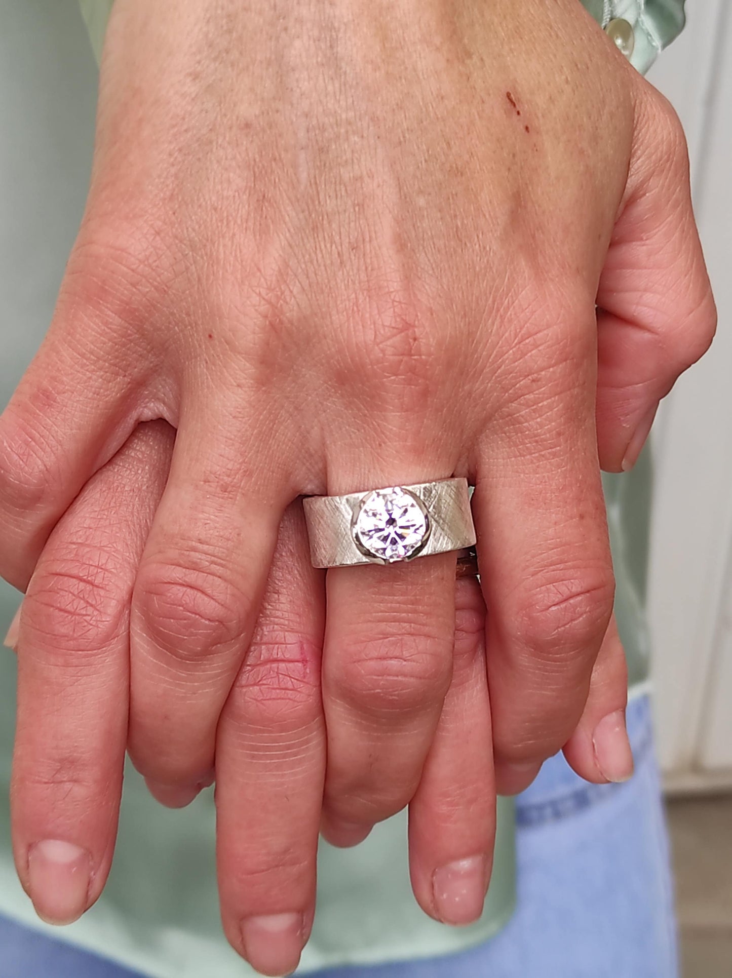 Promise Ring For Women: Solitaire Ring With Moissanite, 3 CT Gemstone, Brushed Finish