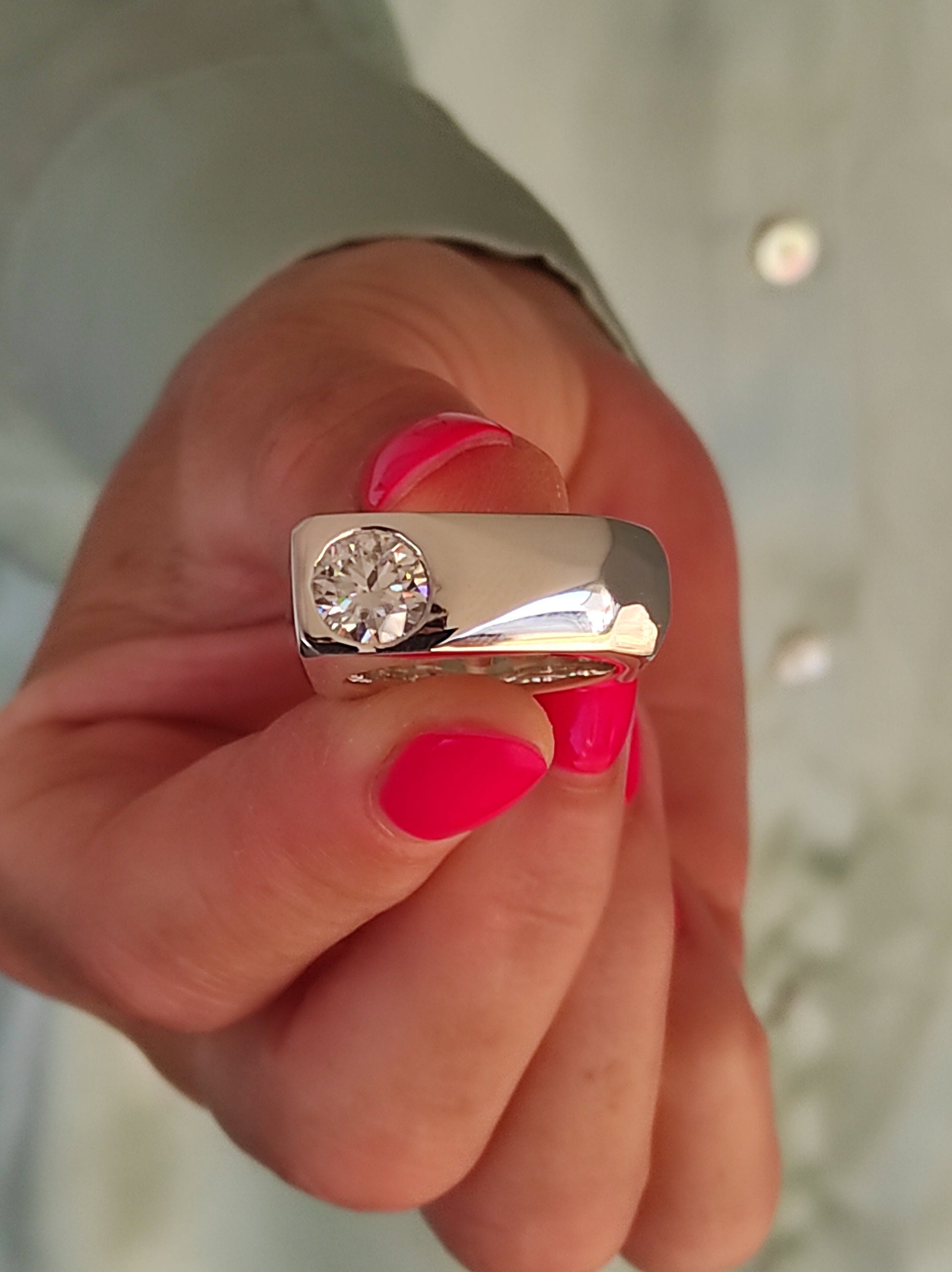 Statement Ring For Women: Silver Square Band, Contemporary Design