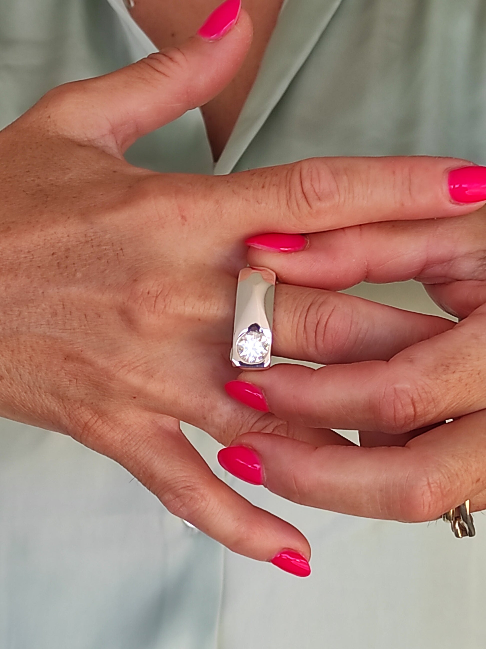 Statement Ring For Women: Silver Square Band, Contemporary Design