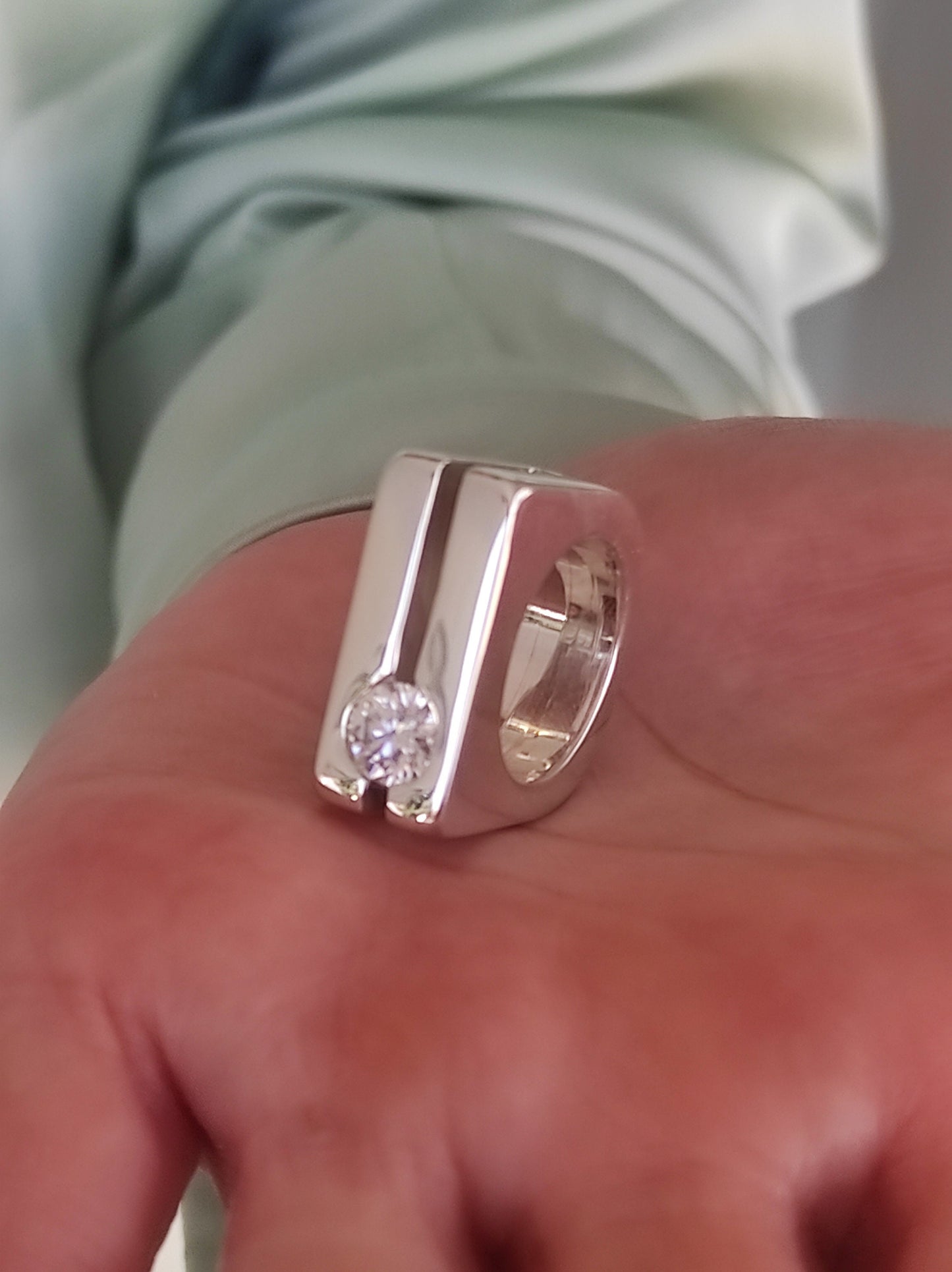 Moissanite Engagement Ring: Split Band Statement Ring, Gold Alternative, Fine Art Jewelry