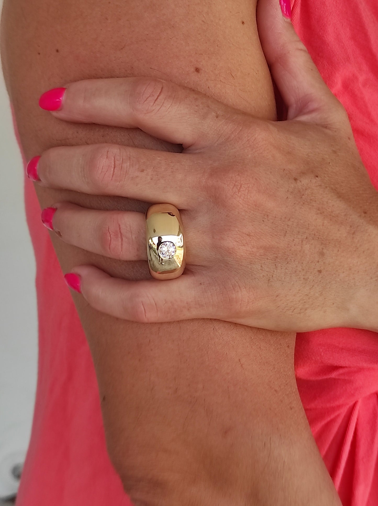 Gold Dome Ring: Chunky Naval Brass Statement Ring