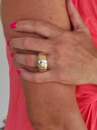 Gold Dome Ring: Chunky Naval Brass Statement Ring
