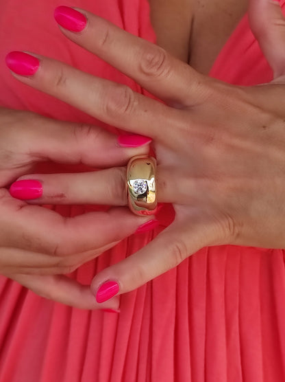 Gold Dome Ring: Chunky Naval Brass Statement Ring