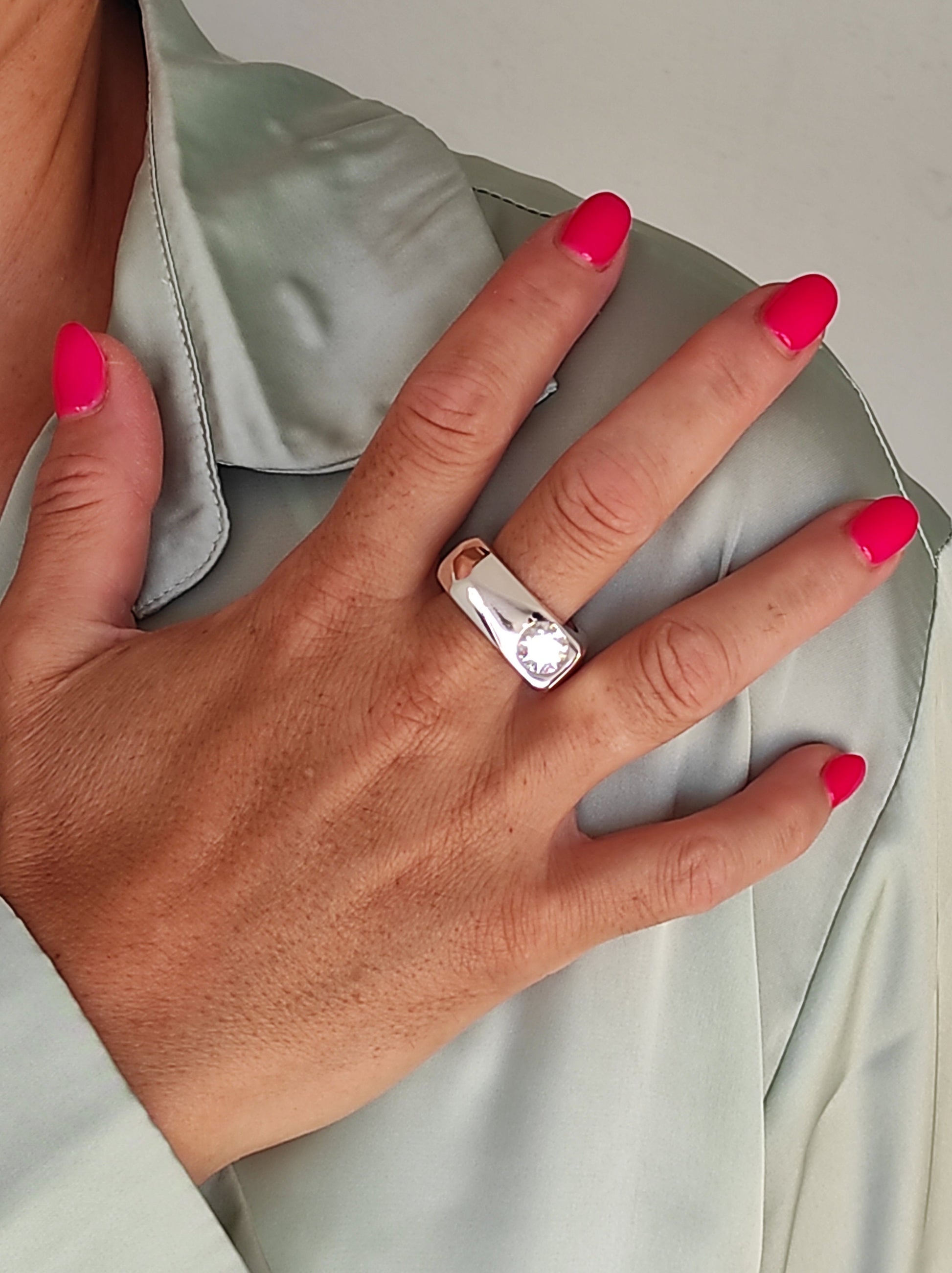 Statement Ring For Women: Silver Square Band, Contemporary Design