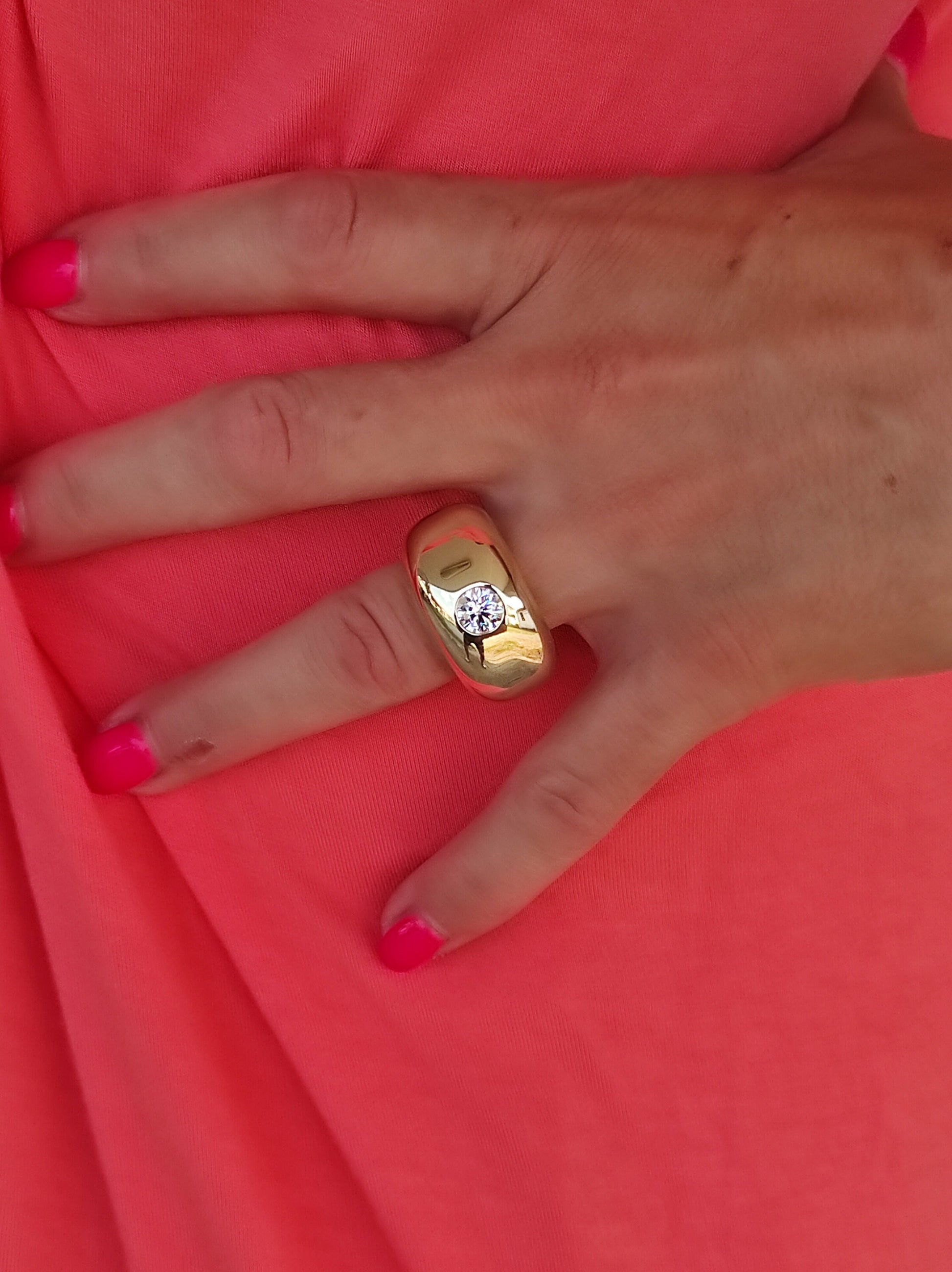 Gold Dome Ring: Chunky Naval Brass Statement Ring