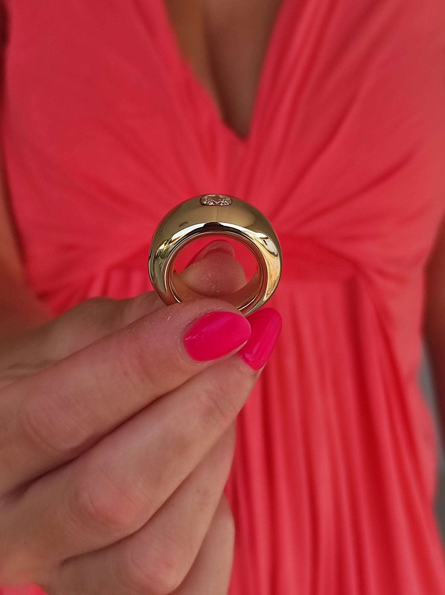 Gold Dome Ring: Chunky Naval Brass Statement Ring