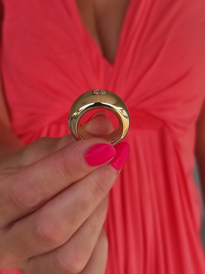 Gold Dome Ring: Chunky Naval Brass Statement Ring