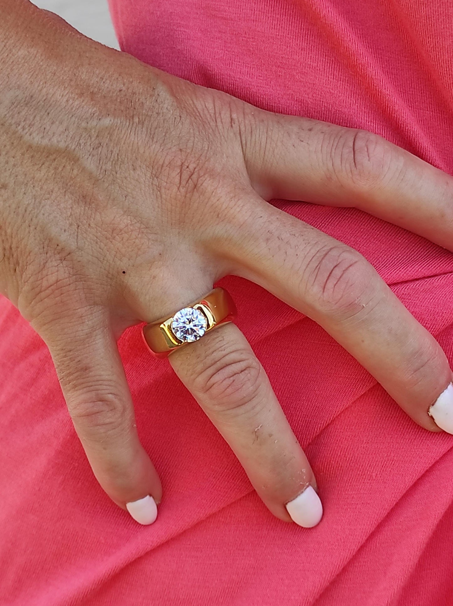 Engagement Ring: Gold Solitaire Proposal Ring, 2Ct Moissanite Stone