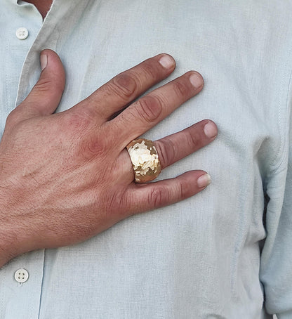 Chunky Gold Plated Ring: Handmade Hammered Band