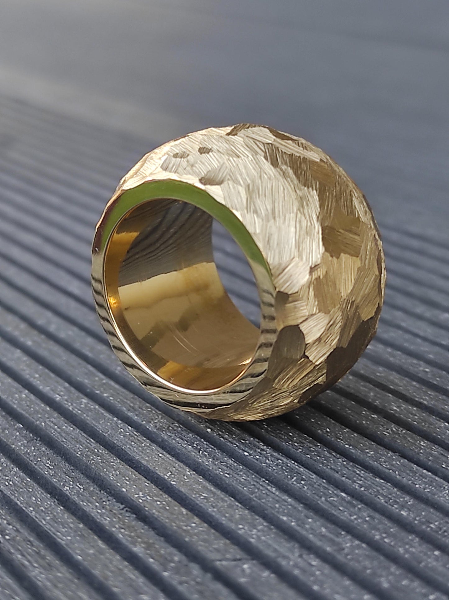 Chunky Gold Plated Ring: Handmade Hammered Band