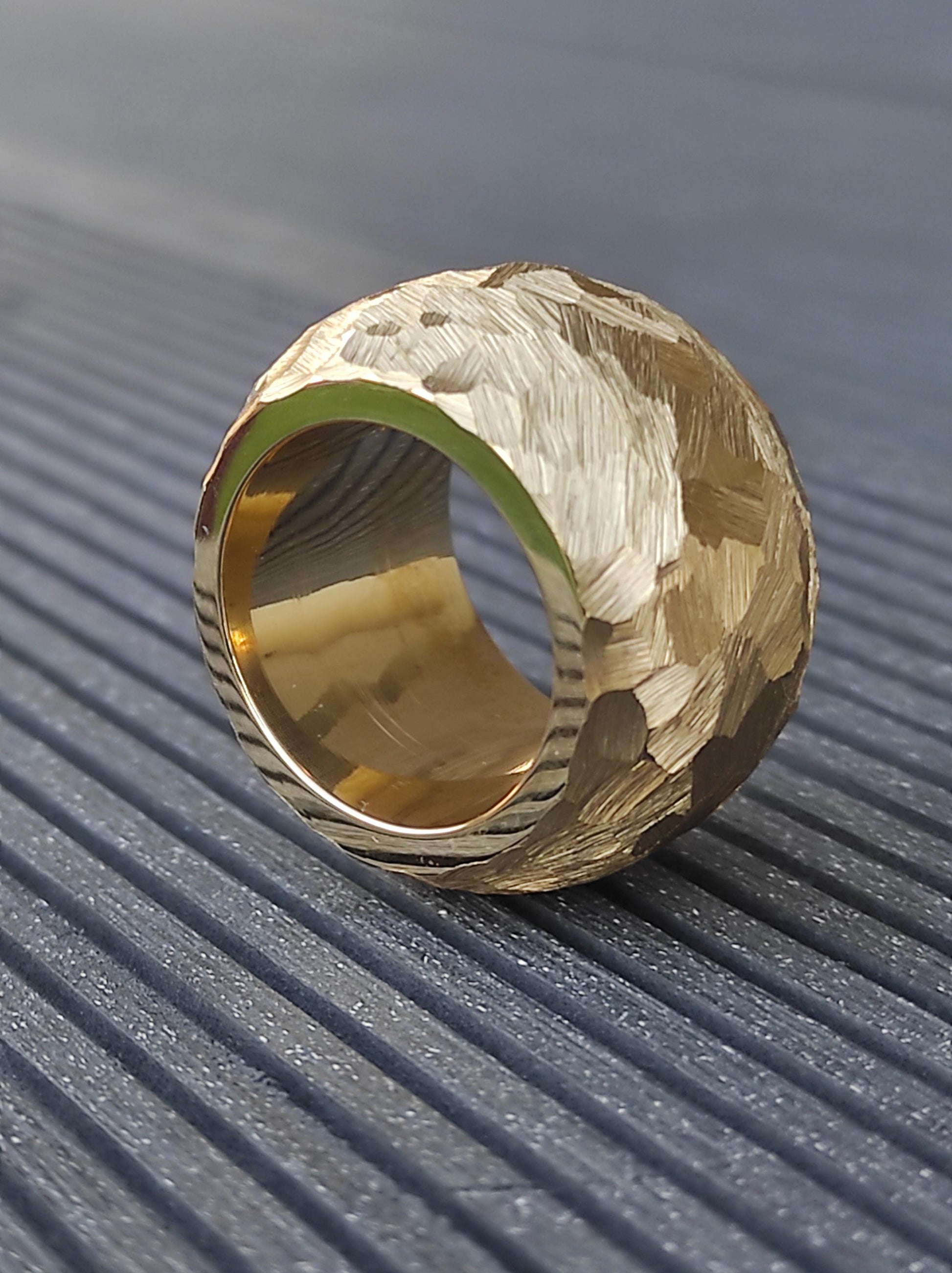 Chunky Gold Plated Ring: Handmade Hammered Band