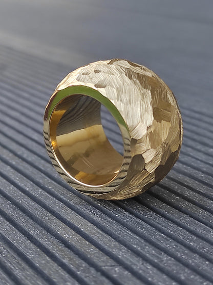 Chunky Gold Plated Ring: Handmade Hammered Band