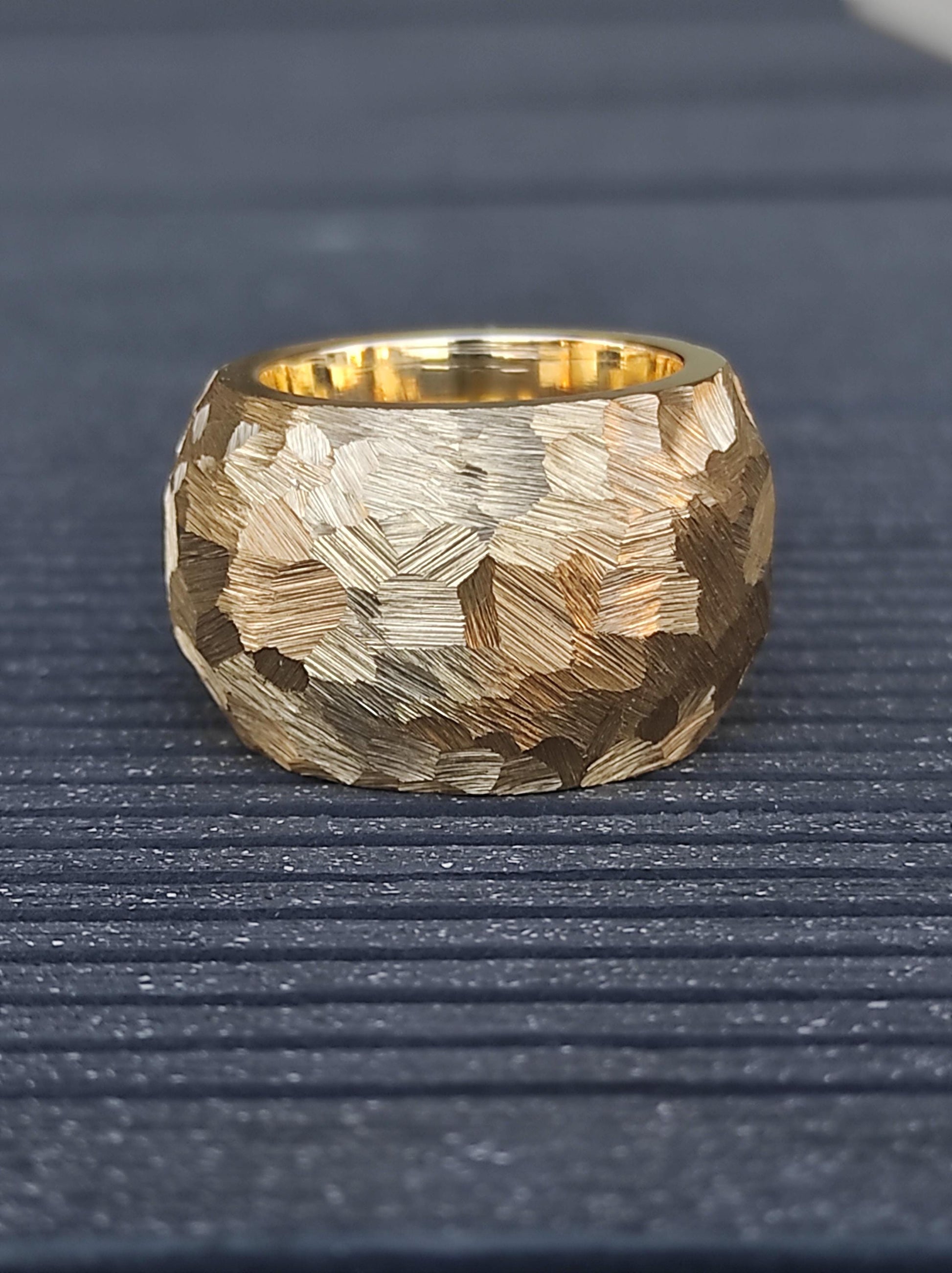 Chunky Gold Plated Ring: Handmade Hammered Band