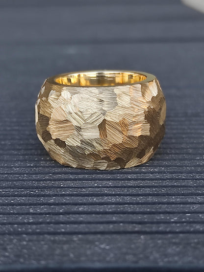 Chunky Gold Plated Ring: Handmade Hammered Band