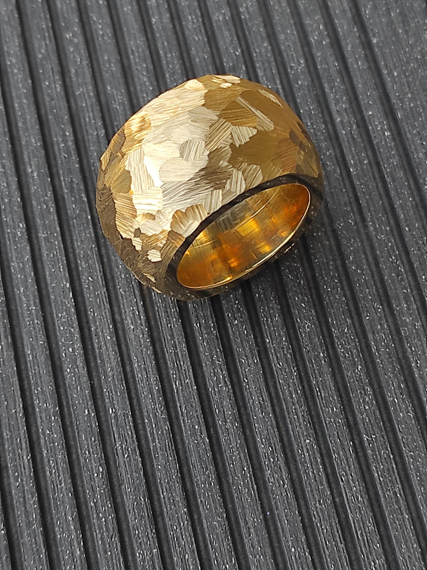 Chunky Gold Plated Ring: Handmade Hammered Band