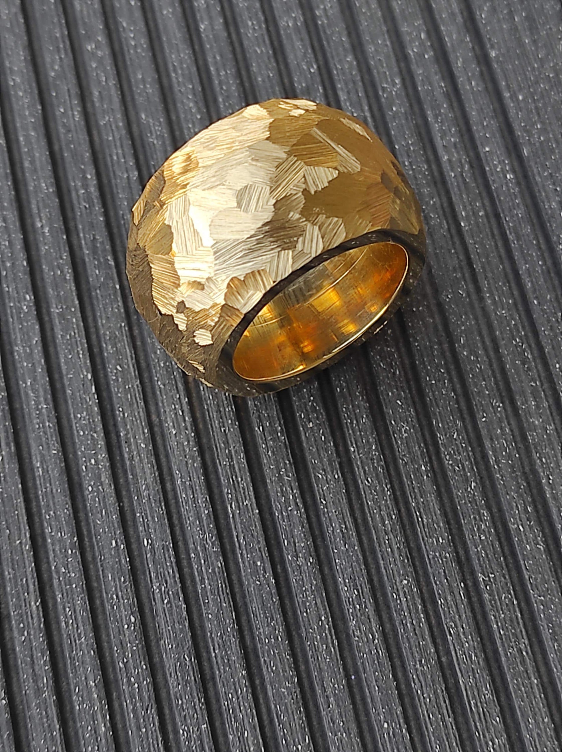 Brutalist Wedding Band: Hammered Ring, Heavy and Thick