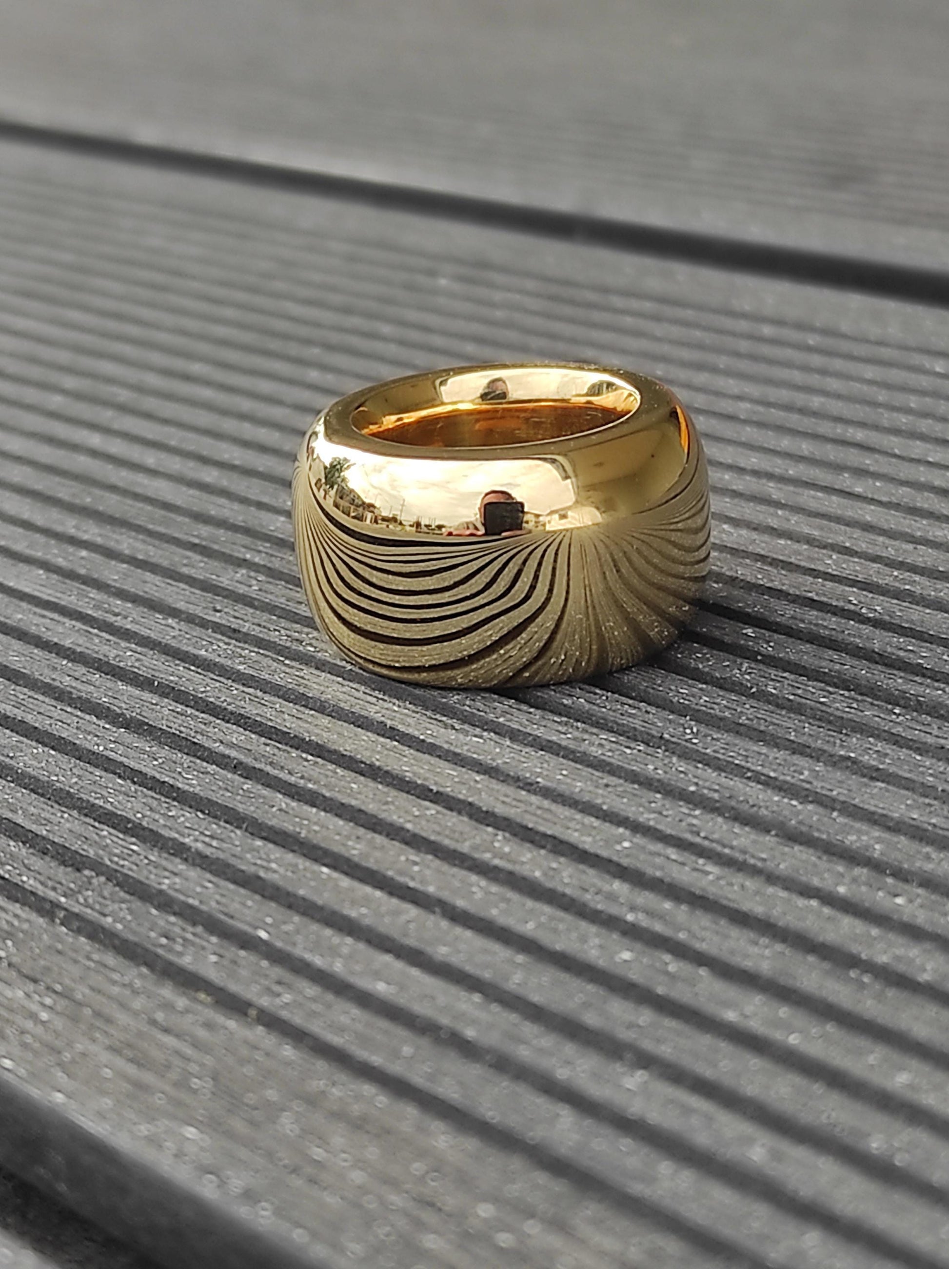 Chunky Gold Band Ring: Minimalist Statement Jewelry, Handmade by Elisa Kuno, Gold Alternative