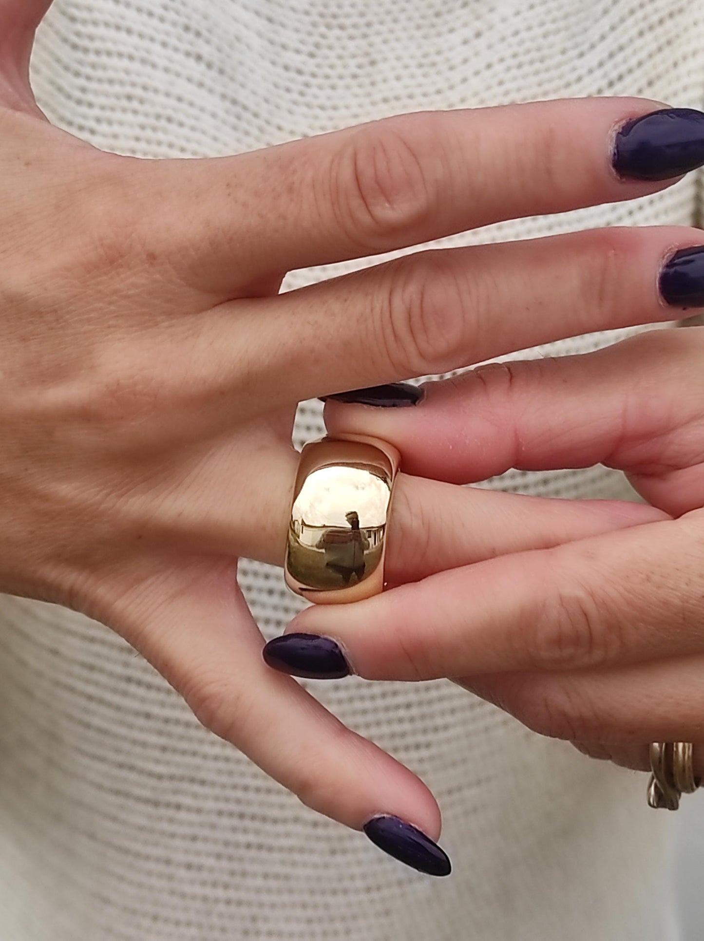Chunky Gold Band Ring: Minimalist Statement Jewelry, Handmade by Elisa Kuno, Gold Alternative
