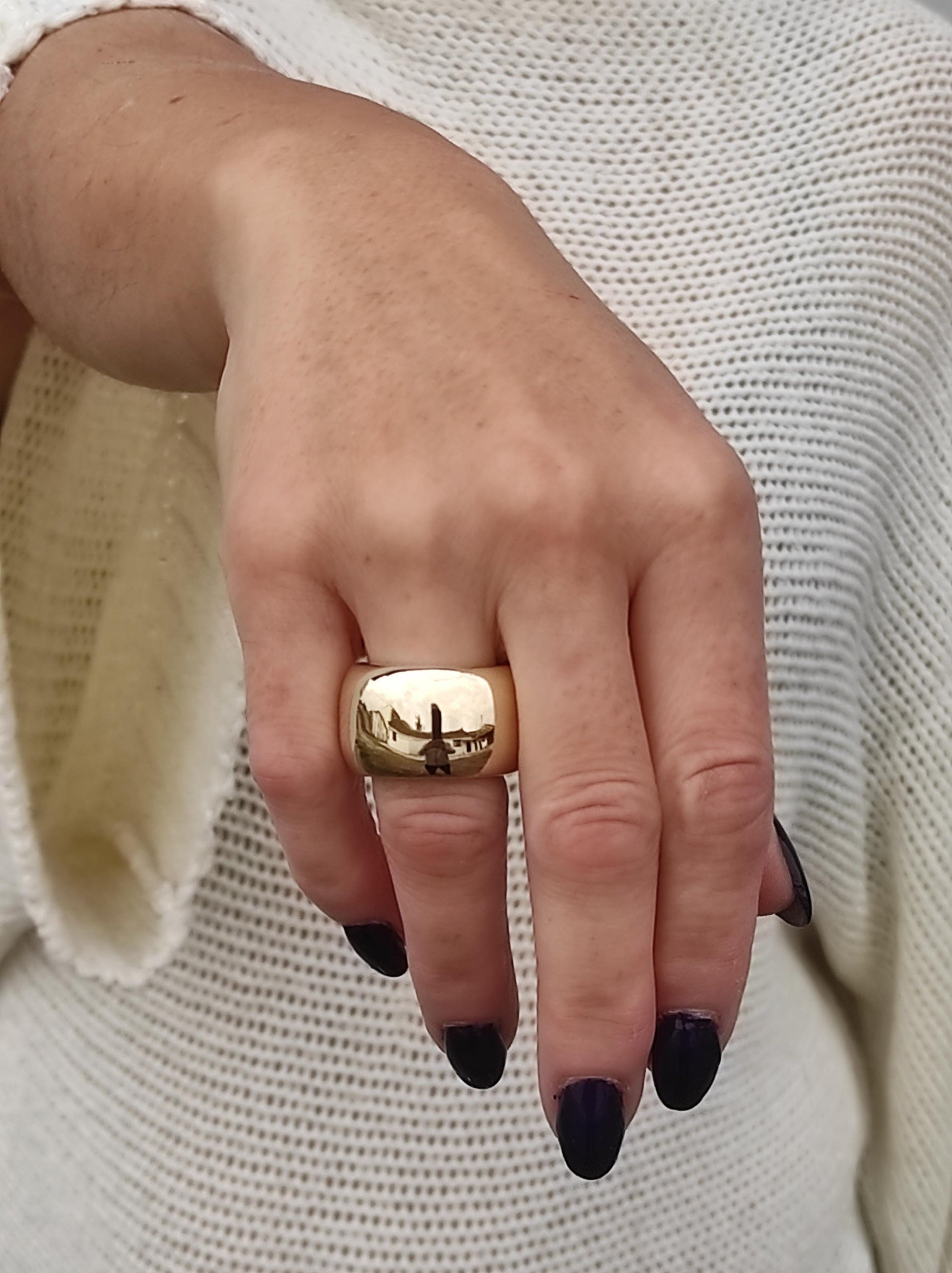 Chunky Gold Band Ring: Minimalist Statement Jewelry, Handmade by Elisa Kuno, Gold Alternative