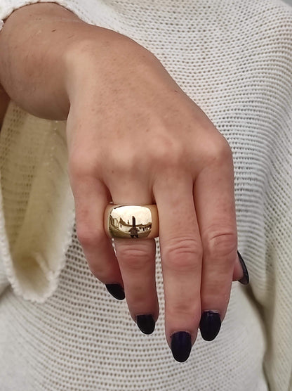 Chunky Gold Band Ring: Minimalist Statement Jewelry, Handmade by Elisa Kuno, Gold Alternative