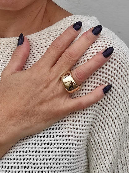 Chunky Gold Band Ring: Minimalist Statement Jewelry, Handmade by Elisa Kuno, Gold Alternative