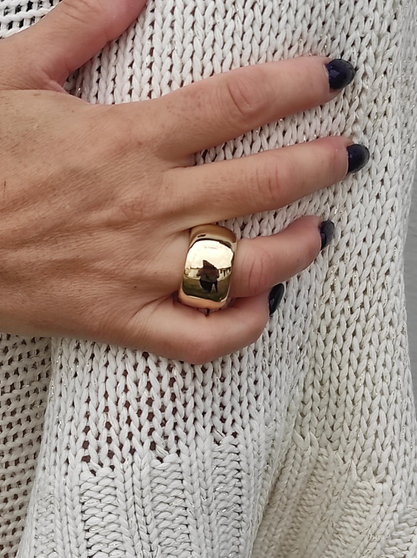 Chunky Gold Band Ring: Minimalist Statement Jewelry, Handmade by Elisa Kuno, Gold Alternative