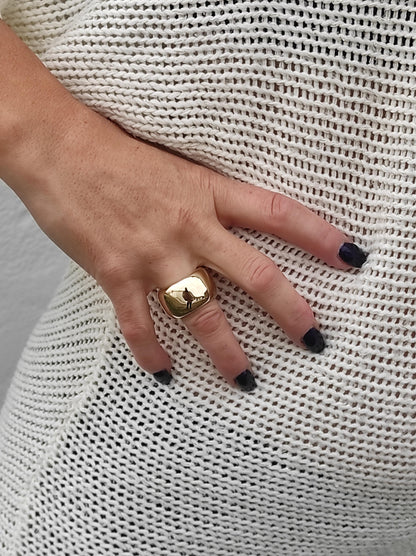 Chunky Gold Band Ring: Minimalist Statement Jewelry, Handmade by Elisa Kuno, Gold Alternative